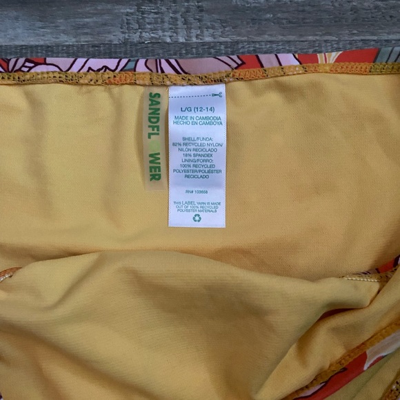 Women’s Floral Bikini Bottom - Orange and Yellow Large (12-14) - Picture 3 of 3